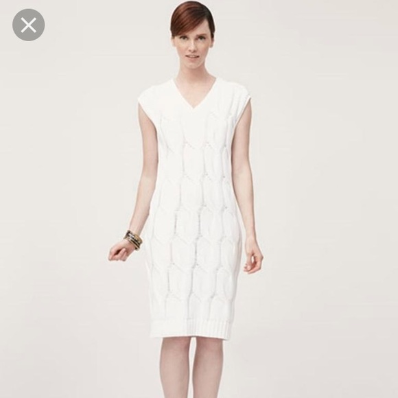 Theory Dresses & Skirts - THEORY White Kelt Yima Cable Knit Sweater Dress